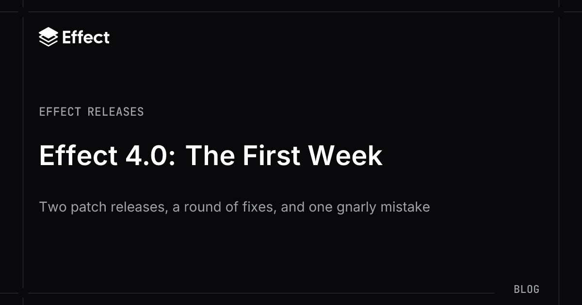 Effect 4.0: The First Week